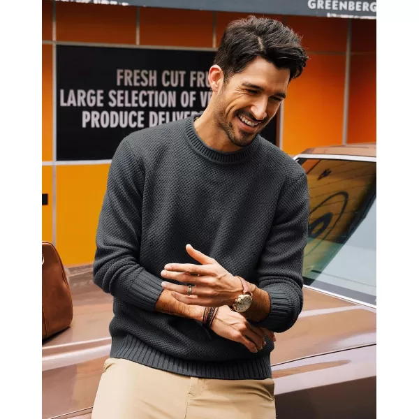 PJ PAUL JONES Men's Crewneck Pullover Sweater Casual Thick Weave Textured Sweaters
