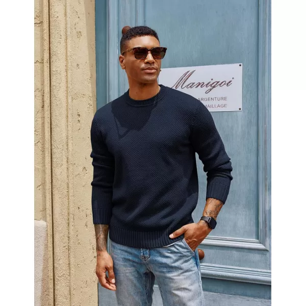 PJ PAUL JONES Men's Crewneck Pullover Sweater Casual Thick Weave Textured Sweaters