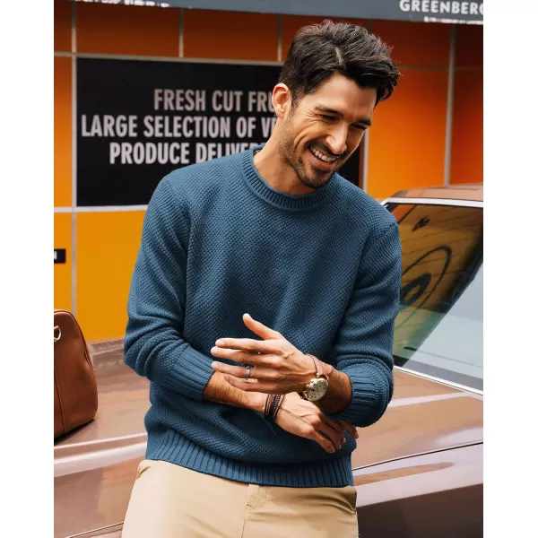 PJ PAUL JONES Men's Crewneck Pullover Sweater Casual Thick Weave Textured Sweaters