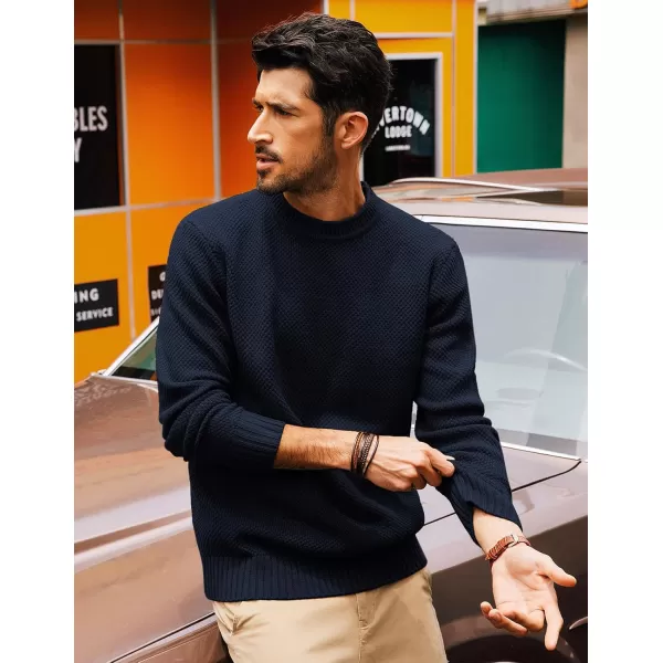 PJ PAUL JONES Men's Crewneck Pullover Sweater Casual Thick Weave Textured Sweaters