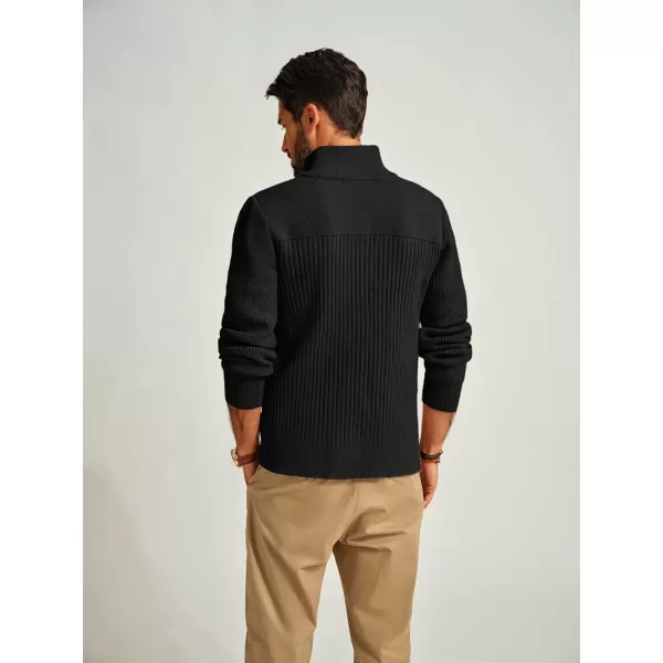 PJ PAUL JONES Men's Full Zipper Cardigan Casual Stand Collar Cardigan Sweater Ribbed Knit Long Sleeve Sweater