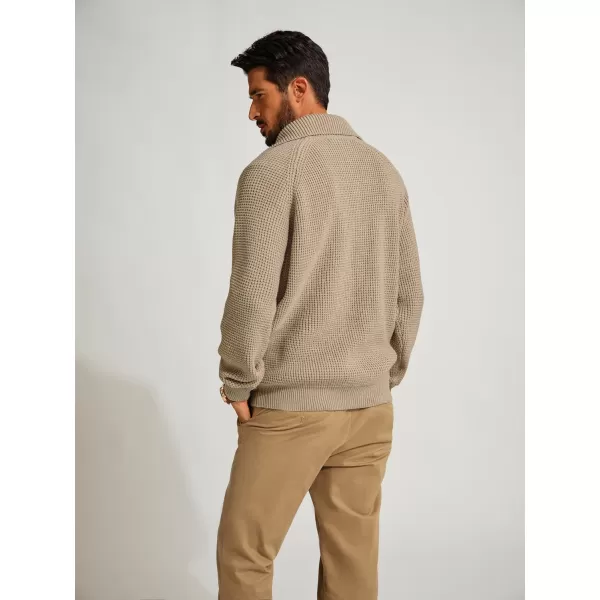 PJ PAUL JONES Mens Quarter Zip Pullover Waffle Textured Sweater Casual Knitted Loose Fit Oversize Sweater