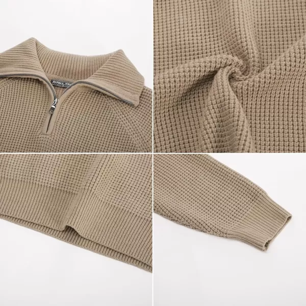 PJ PAUL JONES Mens Quarter Zip Pullover Waffle Textured Sweater Casual Knitted Loose Fit Oversize Sweater