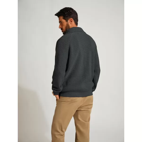 PJ PAUL JONES Mens Quarter Zip Pullover Waffle Textured Sweater Casual Knitted Loose Fit Oversize Sweater