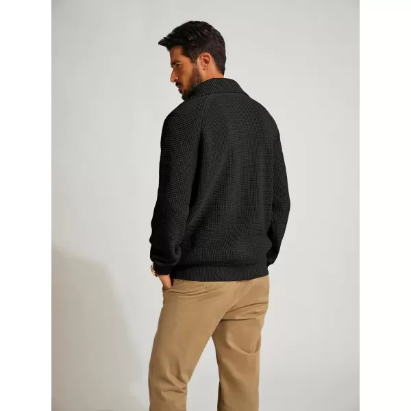 PJ PAUL JONES Mens Quarter Zip Pullover Waffle Textured Sweater Casual Knitted Loose Fit Oversize Sweater