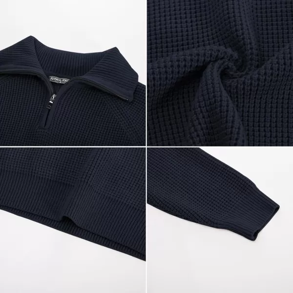 PJ PAUL JONES Mens Quarter Zip Pullover Waffle Textured Sweater Casual Knitted Loose Fit Oversize Sweater
