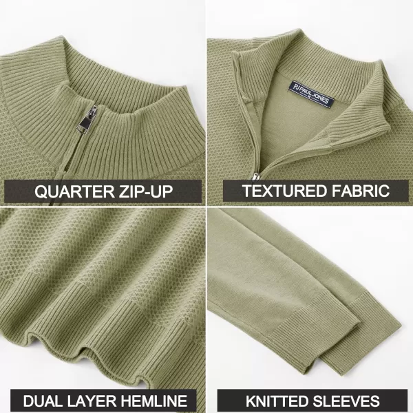 PJ PAUL JONES Mens Quarter Zip Up Sweaters Casual Half Zip Polo Pullover Sweaters Knitted Slim Fit Mock Neck Pullovers