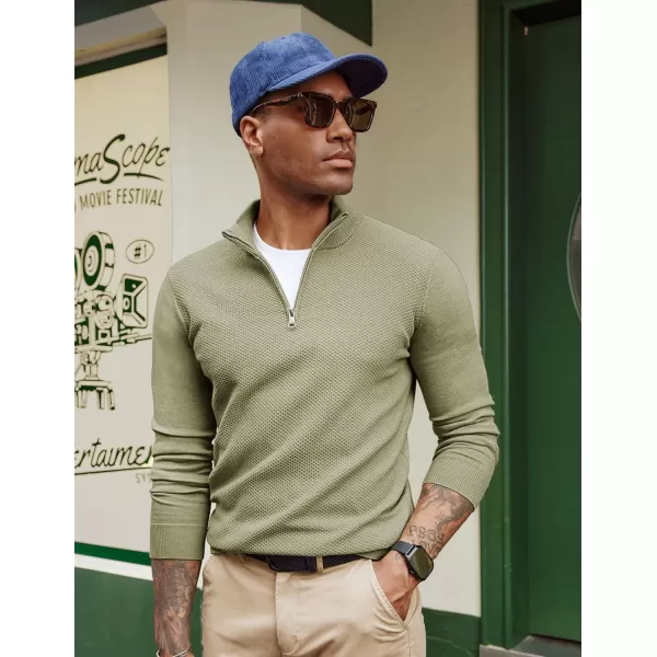 PJ PAUL JONES Mens Quarter Zip Up Sweaters Casual Half Zip Polo Pullover Sweaters Knitted Slim Fit Mock Neck Pullovers