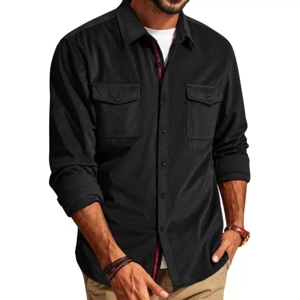 PJ PAUL JONES Mens Shirt Jacket Lighweight Corduroy Overshirts Long Sleeve Button Down Shacket with Flap Pockets
