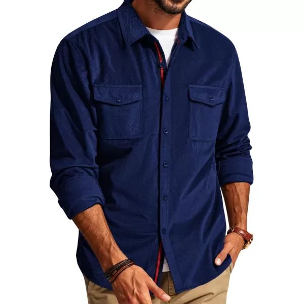 PJ PAUL JONES Mens Shirt Jacket Lighweight Corduroy Overshirts Long Sleeve Button Down Shacket with Flap Pockets