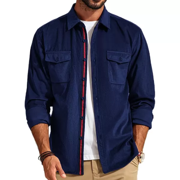 PJ PAUL JONES Mens Shirt Jacket Lighweight Corduroy Overshirts Long Sleeve Button Down Shacket with Flap Pockets