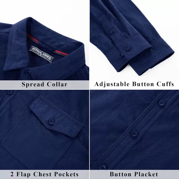 PJ PAUL JONES Mens Shirt Jacket Lighweight Corduroy Overshirts Long Sleeve Button Down Shacket with Flap Pockets
