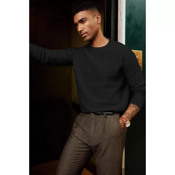 PJ PAUL JONES Men's Sweaters Crewneck Lightweight Textured Knitted Raglan Sleeve Casual Pullover