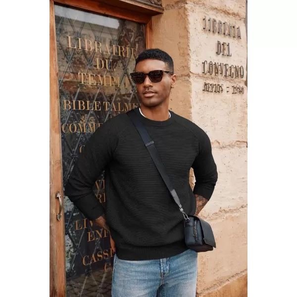 PJ PAUL JONES Men's Sweaters Crewneck Lightweight Textured Knitted Raglan Sleeve Casual Pullover