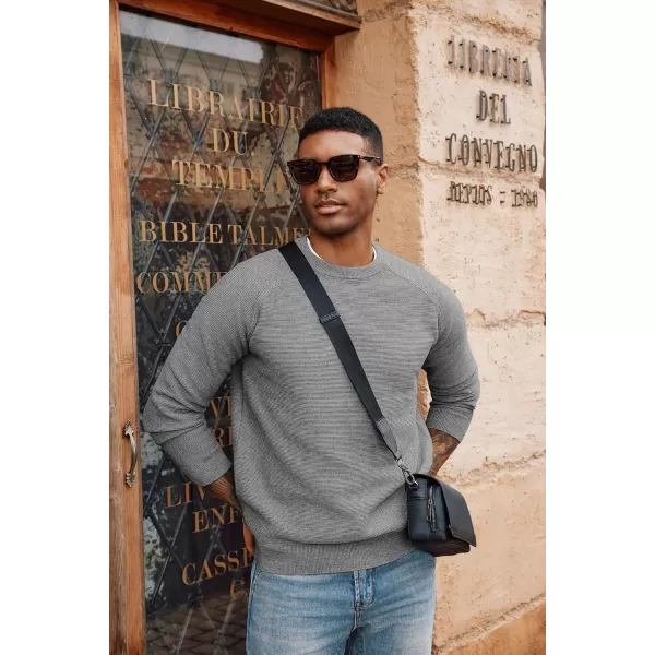 PJ PAUL JONES Men's Sweaters Crewneck Lightweight Textured Knitted Raglan Sleeve Casual Pullover