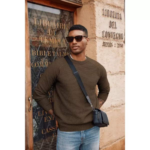 PJ PAUL JONES Men's Sweaters Crewneck Lightweight Textured Knitted Raglan Sleeve Casual Pullover