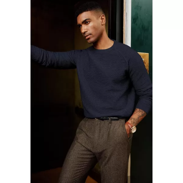 PJ PAUL JONES Men's Sweaters Crewneck Lightweight Textured Knitted Raglan Sleeve Casual Pullover