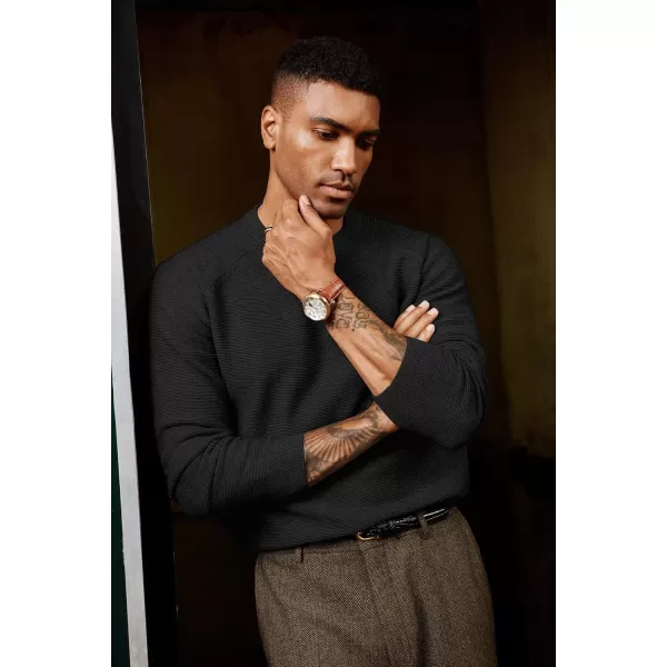 PJ PAUL JONES Men's Sweaters Crewneck Lightweight Textured Knitted Raglan Sleeve Casual Pullover