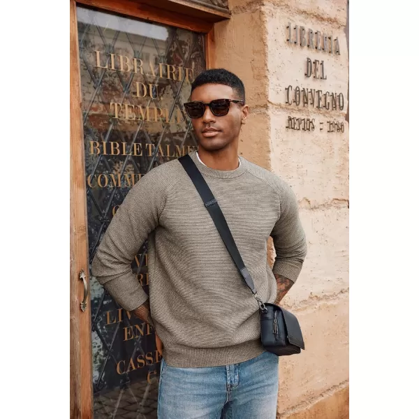 PJ PAUL JONES Men's Sweaters Crewneck Lightweight Textured Knitted Raglan Sleeve Casual Pullover