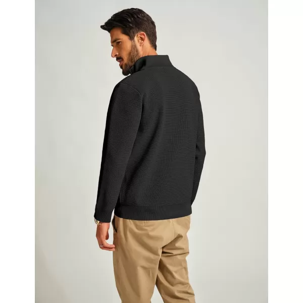 PJ PAUL JONES Mens Zip Up Sweater Waffle Textured Sweaters Casual Stand Collar Cardigan