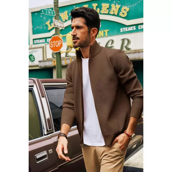 PJ PAUL JONES Mens Zip Up Sweater Waffle Textured Sweaters Casual Stand Collar Cardigan