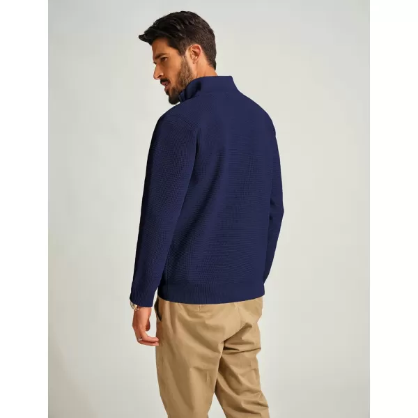 PJ PAUL JONES Mens Zip Up Sweater Waffle Textured Sweaters Casual Stand Collar Cardigan