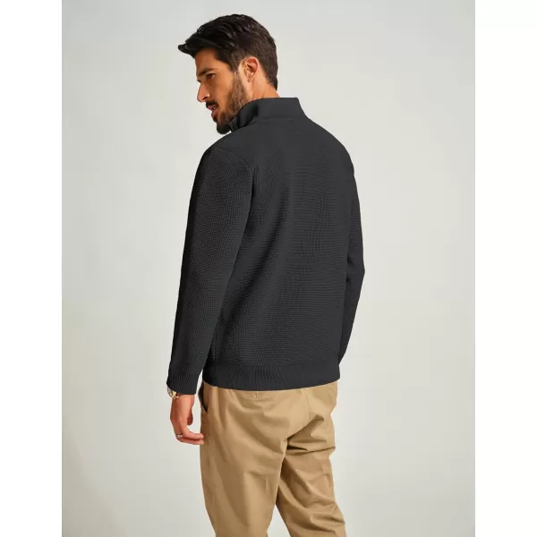 PJ PAUL JONES Mens Zip Up Sweater Waffle Textured Sweaters Casual Stand Collar Cardigan