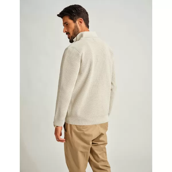 PJ PAUL JONES Mens Zip Up Sweater Waffle Textured Sweaters Casual Stand Collar Cardigan