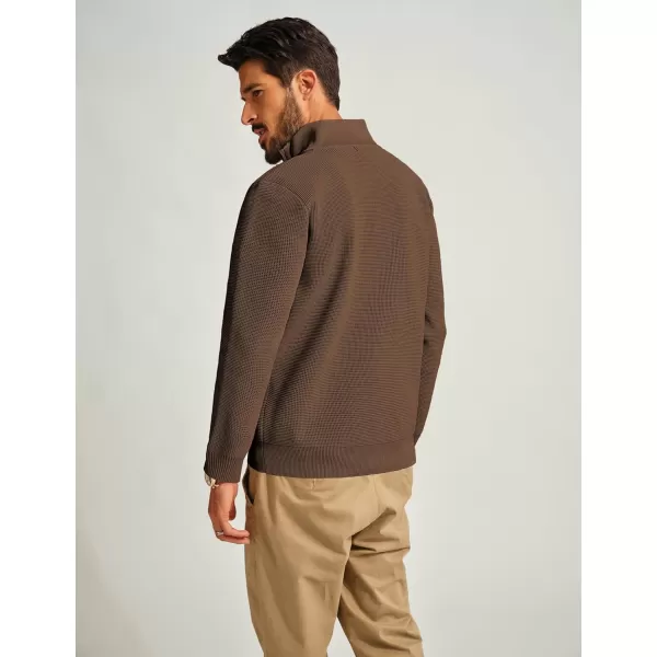 PJ PAUL JONES Mens Zip Up Sweater Waffle Textured Sweaters Casual Stand Collar Cardigan