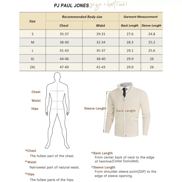 PJ PAUL JONES Mens Zip Up Sweater Waffle Textured Sweaters Casual Stand Collar Cardigan