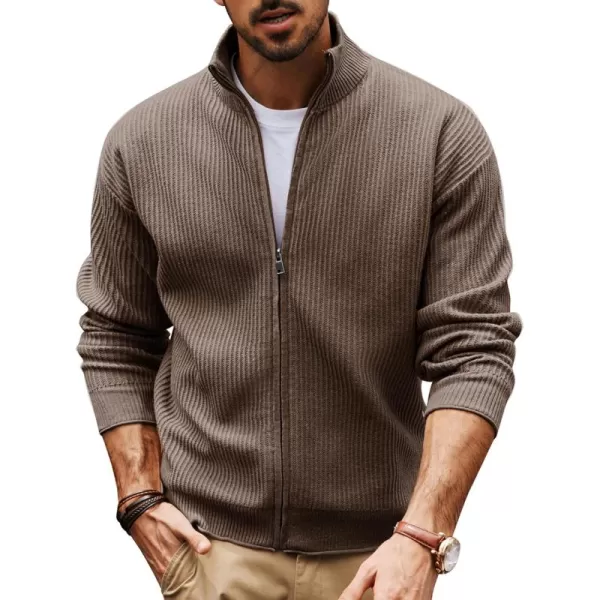 PJ PAUL JONES Mens Cardigan Sweaters Slim Fit Full Zip Up Sweater Stand Collar Casual Knitted Cardigans