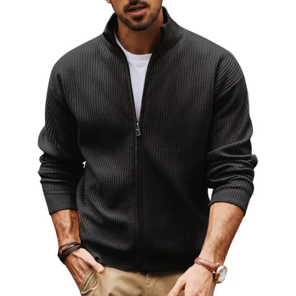PJ PAUL JONES Mens Cardigan Sweaters Slim Fit Full Zip Up Sweater Stand Collar Casual Knitted Cardigans