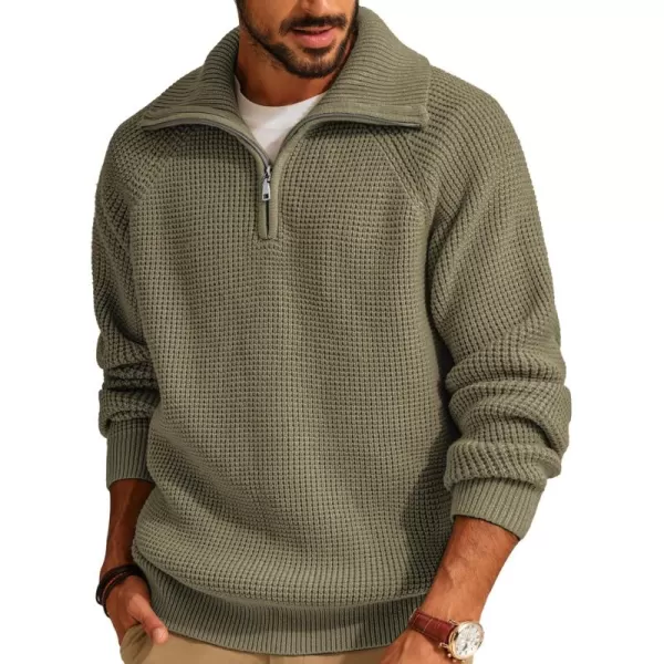 PJ PAUL JONES Mens Quarter Zip Pullover Waffle Textured Sweater Casual Knitted Loose Fit Oversize Sweater
