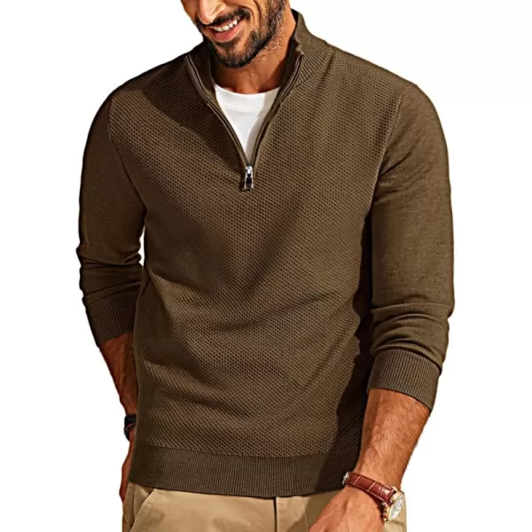 PJ PAUL JONES Mens Quarter Zip Up Sweaters Casual Half Zip Polo Pullover Sweaters Knitted Slim Fit Mock Neck Pullovers