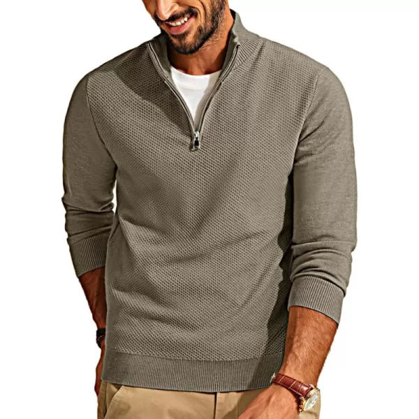 PJ PAUL JONES Mens Quarter Zip Up Sweaters Casual Half Zip Polo Pullover Sweaters Knitted Slim Fit Mock Neck Pullovers