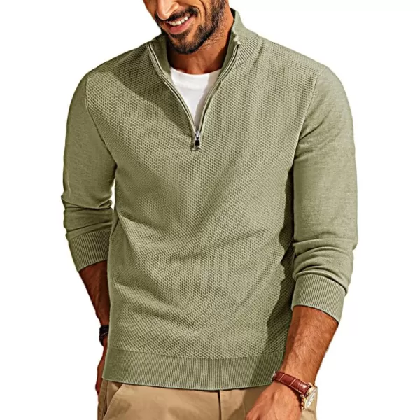 PJ PAUL JONES Mens Quarter Zip Up Sweaters Casual Half Zip Polo Pullover Sweaters Knitted Slim Fit Mock Neck Pullovers