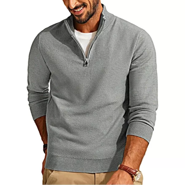 PJ PAUL JONES Mens Quarter Zip Up Sweaters Casual Half Zip Polo Pullover Sweaters Knitted Slim Fit Mock Neck Pullovers