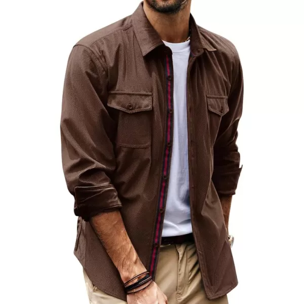 PJ PAUL JONES Mens Shirt Jacket Lighweight Corduroy Overshirts Long Sleeve Button Down Shacket with Flap Pockets