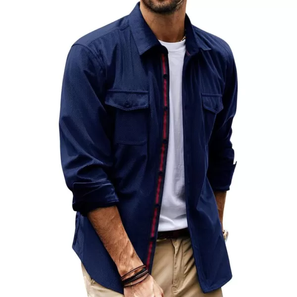 PJ PAUL JONES Mens Shirt Jacket Lighweight Corduroy Overshirts Long Sleeve Button Down Shacket with Flap Pockets