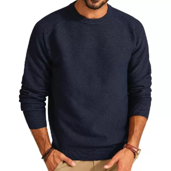 PJ PAUL JONES Men's Sweaters Crewneck Lightweight Textured Knitted Raglan Sleeve Casual Pullover