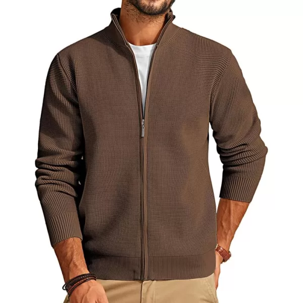 PJ PAUL JONES Mens Zip Up Sweater Waffle Textured Sweaters Casual Stand Collar Cardigan