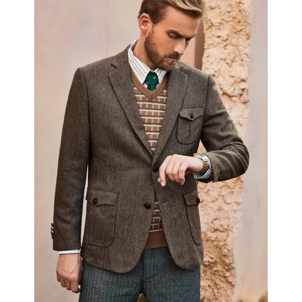 Men Casual Tweed Blazer Jacket Vintage Plain Wool Blend Sport Jacket for Hunting