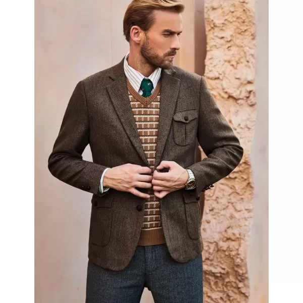 Men Casual Tweed Blazer Jacket Vintage Plain Wool Blend Sport Jacket for Hunting
