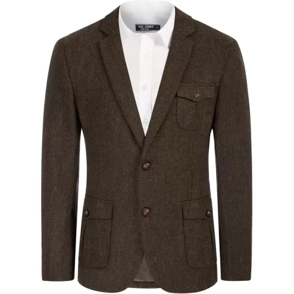 Men Casual Tweed Blazer Jacket Vintage Plain Wool Blend Sport Jacket for Hunting