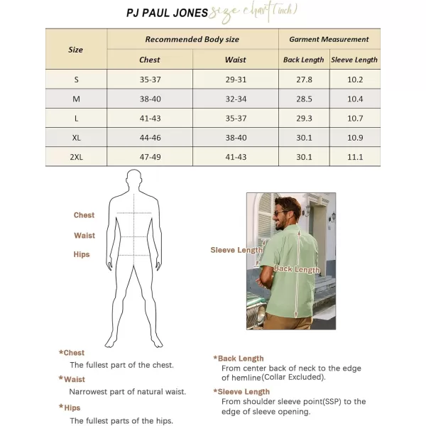 imagePJ PAUL JONES Mens Casual Button Down Shirts Short Sleeve Cotton Shirt Cuban Summer Vacation Shirts with PocketLight Green