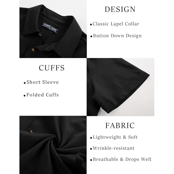 imagePJ PAUL JONES Mens Casual Shirts Short Sleeve Button Down Shirt Lightweight Summer ShirtsBlack
