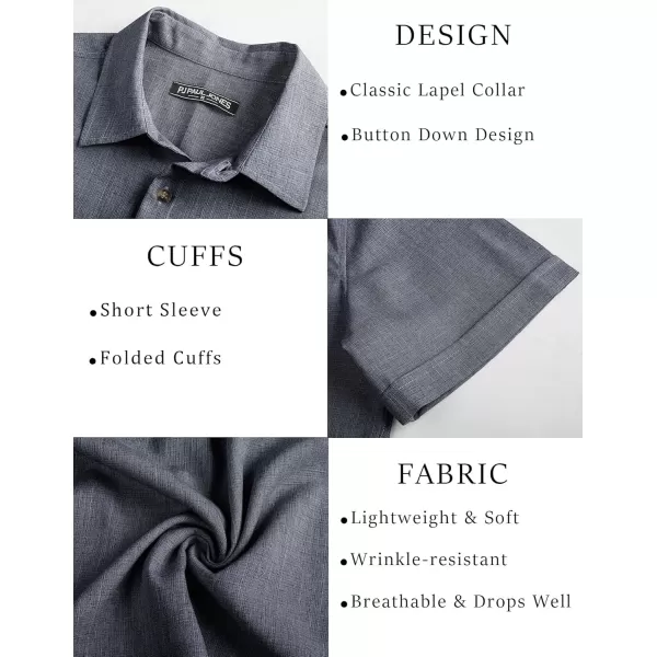 imagePJ PAUL JONES Mens Casual Shirts Short Sleeve Button Down Shirt Lightweight Summer ShirtsBlue