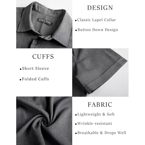 imagePJ PAUL JONES Mens Casual Shirts Short Sleeve Button Down Shirt Lightweight Summer ShirtsDark Gray