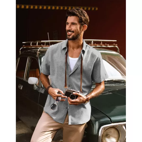 imagePJ PAUL JONES Mens Casual Shirts Short Sleeve Button Down Shirt Lightweight Summer ShirtsGray
