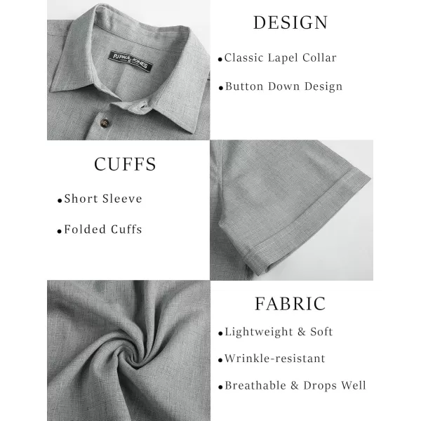 imagePJ PAUL JONES Mens Casual Shirts Short Sleeve Button Down Shirt Lightweight Summer ShirtsGray